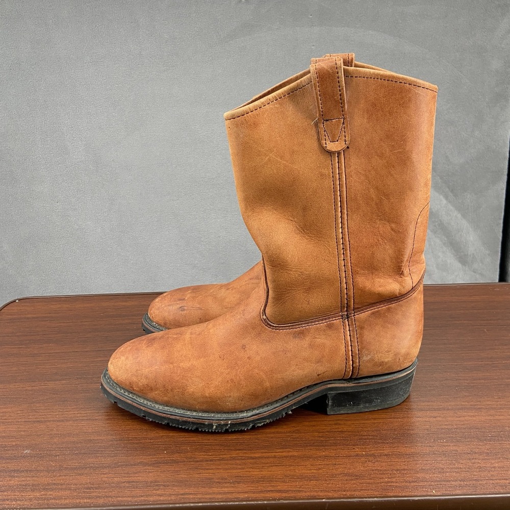 Double-H Aeroglide 7 Mens US 9 D Work Boots Brown Leather Western Oil Resistant